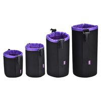 Lens Case, Acouto Caden Lens Bag 4 Size Neoprene Lens Bag for Waterproof Camera Shockproof Lens Protection Bag with Adjustable Drawstring for DSLR(Set)