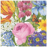 Caspari Redoute Floral Paper Dinner Napkins in Ivory, 80 Count