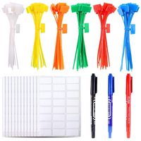 Glarks 150-Pieces 6 Colors 6 Inch Nylon Cable Marker Ties Self-locking Cord Tags Write on Ethernet Label Wire Straps with 3 Marker Pens and 288pcs White Cable Labels for Home and Office Use