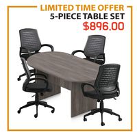 GOF 6FT, 8FT, 10FT Conference Table Set (G10902), Cherry, Espresso, Mahogany, Walnut (6FT (5-Piece Set), Artisan Grey)