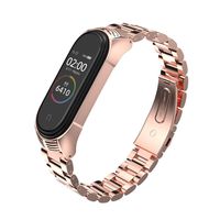 MIJOBS Replacement Strap Compatible with Xiaomi Mi Band 4, Stainless Steel Replacement Band Metal Bracelet Wristband Accessories for Xiaom Mi Band 3 Strap (Rose Gold)