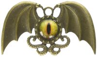 Solid Oak Steampunk Metal Pendant 1/Pkg-Dragon Eye Winged