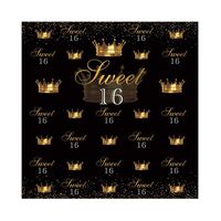 DORCEV 16th Happy Birthday Backdrop Kids 16th Birthday Party Background Shiny Golden Crown 16th Boys Girls Kids Birthday Video Photo Studio Props