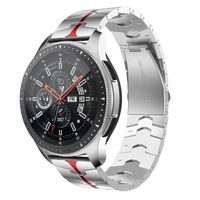 RABUZI Compatible for Samsung Galaxy Watch 46mm Bands,22mm Enamel Process Stainless Steel Metal Watch Strap Compatible Samsung Gear S3 Frontier/Classic Smartwatch,Silver+Red Enamel Process