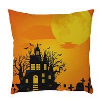 Bosji (17.72" x 17.72") Throw Pillowcase,Halloween Decoration Bat Witch Pumpkin Pillow Covers Holiday Home Decor Linen Printed Zipper Sofa Pillow Case