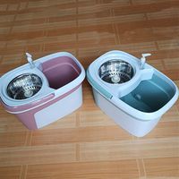 SHPING Mops Rotating mop, 360 degree free rotation, dual drive, wet and dry, stainless steel telescopic rod, no need to hand wash, clean the office floor (Color : Light pink)