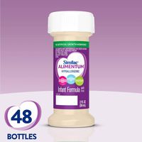 Similac Alimentum, 48 Count, Hypoallergenic Infant Formula, for Food Allergies and Colic, Starts Reducing Excessive Crying Within 24 Hours, Corn-Free & Lactose-Free, Ready-to-Feed, 2-fl-oz Bottle