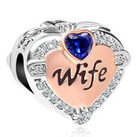 CharmSStory Heart Love Wife Beads for Charms Bracelets Necklaces (Blue)