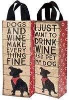 Nylon Two-Sided Dog Theme Wine Bag - Drink Wine, Pet My Dog - One Tote