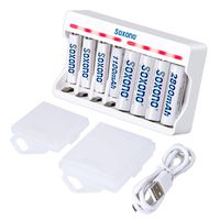 Soxono Charger with Batteries Set,8Bay AA/AAA Smart Battery Charger with 4-Pack 1.2V 2800mah Ni-Mh AA Rechargeable Batteries and 4-Pack 1100mah AAA Ni-Mh Rechargeable Batteries