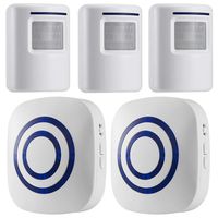 WJLING Motion Sensor Alarm, Wireless Driveway Alarm, Home Security Business Detect Alert with 3 Sensor and 2 Receiver,38 Chime Tunes - LED Indicators