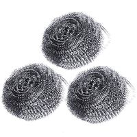 CHICTRY 3Pcs Stainless Steel Sponges Scrubbers Metal Scourer Scouring Pads Pots Plates Cups Brush Kitchen Cleaning Tools for Removing Grease Oil Dirt Stain without Scratches