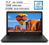 HP Premium 17.3" WLED-Backlit HD+ Screen Laptop, Intel Core i5-7200U Dual-Core Processor Up to 3.10 GHz, 12GB Memory, 512GB Solid State Drive, HDMI, 802.11b/g/n, Bluetooth 4.2, Windows 10 Home, Black