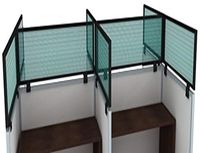12" Polycarbonate Cubicle Mounted Privacy Panel with Small Brackets, 12" X 60", Green/Black