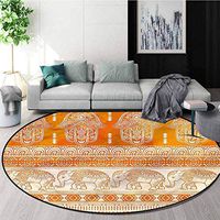 RUGSMAT Hamsa Round Rug Kid Carpet,Traditional Ornate Border Non-Slip Bathroom Soft Floor Mat Home Decor Diameter-39