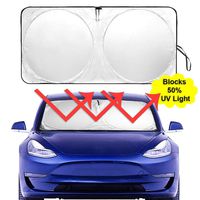 Auto Rover The Original Windshield Sunshade for Tesla Model-3 2018 2019 Custom Fit Sun Shade, Silver Serie，ODM