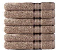 COTTON CRAFT - 6 Pack - Ultra Soft Extra Large Hand Towels 16x28 Linen - 100% Pure Ringspun Cotton - Luxurious Rayon Trim - Ideal for Daily Use - Each Towel Weighs 6 Ounces