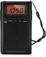 Horologe Portable Pocket Handy AM/FM Radio-Battery Operated, Sleep Timer, Preset, Earphone Jack, Powered by 2 AAA Batteries ..., Black with Earphone