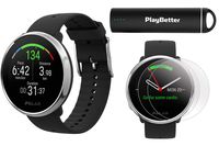 Polar Ignite Fitness GPS Watch Power Bundle (Black-Silver, M/L) | with PlayBetter HD Screen Protectors & Portable Charger | Polar Precision Heart Rate, Integrated GPS & Sleep Plus Tracking