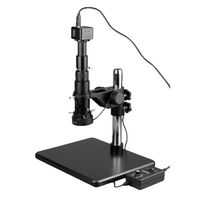 AmScope H800-5M Digital Monocular Inspection Microscope, 0.7X-5.0X Zoom Objective, 11X-80X Magnification, 4-1/8" Working Distance, Pillar Stand, 110V-240V, Includes 5MP Camera with Reduction Lens and Software