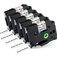 5 Pack Laminated Tapes Black on White Compatible for Brother P-Touch Label Makers Tz Tape TZ231 TZe231 TZ-231, 0.47" (12mm) x 8m (26.2ft)...