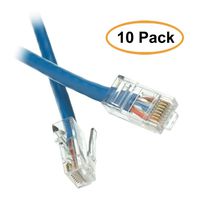 ACL 4 Feet Cat5e RJ45 Bootless Ethernet Lan Cable, Blue, 10 Pack