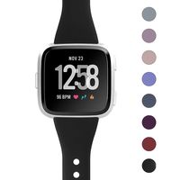 Jobese Bands Compatible with Fitbit Versa/Versa Lite/SE, Slim Soft Silicone Replacement Straps Accessories Wristbands Women Men, Black, Small