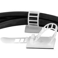 Pro-Grade, Adhesive-Backed Cable Straps 50 Pack. High-Strength, White Clamps for Electrical Wire Management and Organization. Tool-Free Installation for Home Or Office. Screw-Mount for Permanent Hold