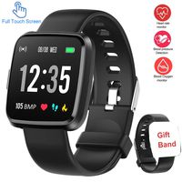Smart Watch for Android iOS Phone,Full Touchscreen IP68 Waterproof Activity Fitness Tracker Watches with Heart Rate Monitor Pedometer Sleep Tracker, Step Counter for Kids, Women and Men(Black)