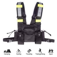 Ationgle Radio Chest Harness with Reflective Band Tactical Harness Bag Chest Front Radio Pouch Holster Vest Rig for Two Way Radio Walkie Talkie Rescue Essential for Hiking and Camping