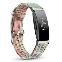 NAHAI Compatible with Fitbit Inspire HR Bands/Fitbit Inspire Band, Canvas Woven Fabric Bands Quick Release Strap Breathable Replacement Wristband for Fitbit Inspire, Women Men, Large, Rainbow
