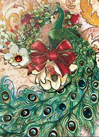 Punch Studio Gold Foil Gem Mini Pocket Notepad ~ Christmas Wreath Red Bow Peacock 66386