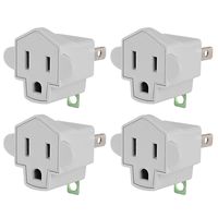 3-2 Prong Adapters Grounding Adapter - JACKYLED 3-Prong to 2-Prong Adapter Converter ETL Listed Fireproof Material 200℃ Resistant Heavy Duty Wall Outlets Plugs for Household Appliances Industrial- 4 pack