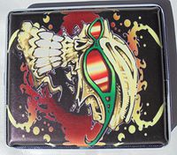 Metal Cigarette Case Shades Skull Design - Book Open Style - 100s Size - H17