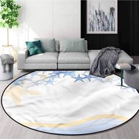 RUGSMAT Starfish Modern Machine Washable Round Bath Mat,Wavy Ocean Life Area Rug - Perfect for Any Place Round-71