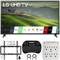 LG 49UM6900 49-inch HDR 4K UHD Smart IPS LED TV (2019) Bundle with Deco Mount Flat Wall Mount Kit, Deco Gear Wireless Backlit Keyboard and 6-Outlet Surge Adapter with Night Light