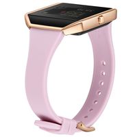 Amcute Compatibe for Fitbit Blaze Band Slim Narrow Thin Silicone Replacement Wristband with Metal Frame for Fitbit Blaze Bands Women Men Small Large (Lavender/Rose Gold, Large)