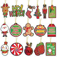 96 Christmas Gift Tags Glitter With Ribbon Tie Strings Attached 16 Designs Personalized Merry Christmas Holiday Gift Bags Wrapping Presents & Packages