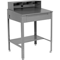 Shop Desk 34-1/2"W x 30" D x 38 to 42-1/2"H with Pigeonhole Compartments, Gray
