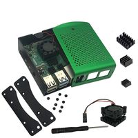 Snowshow Protective Enclosure Case for Raspberry Pi 4 Generation, Aluminum Alloy Heat Sink Chassis Accessories with Mini Cooling Fan, Bracket, Heatsinks - Access to All Ports Various Effective