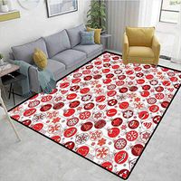 Bigdatastore Christmas Plaid Area Rug, Tree Ornament Pattern with Various Christmas Related Motifs Socks Bells, Durable Carpet Area Rug - Living Dinning Room Bedroom Rugs and Carpets(2'x 3')