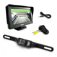 Pyle Backup Rear View Car Camera Monitor Screen System Kit - Parking & Reverse Safety Distance Scale Lines, Waterproof, Night Vision, 4.3" LCD Video Color Display for Automotive Vehicles - (PLCM46)