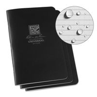 Rite in the Rain All-Weather Stapled Notebook, 4 5/8" x 7", Black Cover, Universal Pattern, 3 Pack (No. 771FX)