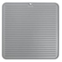iDesign Lineo Silicone Kitchen Countertop Drying Mat for Pots, Pans, Glassware, Silverware, 12" x 12" x .25" - Gray
