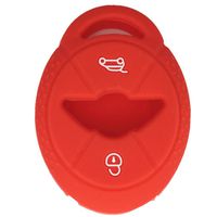 Ezzy Auto Red Silicone Key Fob Case Key Cover Key Jacket Skin Protector fit for BMW Mini Cooper S R50