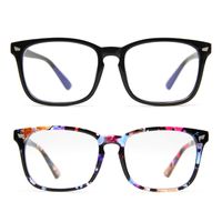 IFHTech Blue Light Blocking Glasses, Anti Eye Strain Headache (Sleep Better),Computer Reading Glasses UV400 Transparent Lens (Black&Flower)