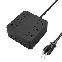 Surge Protector Power Strip, Desktop Charging Station with 6 Outlets 4 USB Ports Flag Plug, 1875W 10A Multi Plug Outlet Extender for Home, Office, Travel, iPhone, iPad, Phones, Laptop