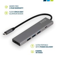 Premium USB C hub Adapter by FWD Goods with 3-Year Warranty, for Apple MacBook 2019/2018/2017, Pixelbook, XPS or Any USB C Laptop, 3X USB 3.0 Ports, HDMI 4K, Power delivery, Soft Travel Bag