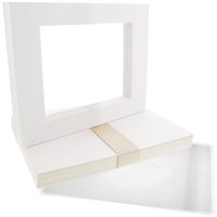 US Art Supply Art Mats Acid-Free Pre-Cut 8x10 White Picture Mat Matte Sets. Includes a Pack of 25 White Core Bevel Cut Mattes for 5x7 Photos, Pack of 25 Backers & 25 Clear Sleeve Bags