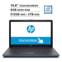 2019 HP Pavilion 15.6 Inch HD Touchscreen Laptop (8th Gen Intel Core i3-8130U up to 3.4GHz, 8GB DDR4 RAM, 512GB SSD (Boot) + 2TB HDD, Intel UHD Graphics 620, WiFi, Bluetooth, Windows 10, Blue)